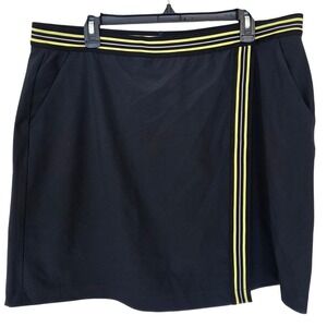 Greg Norman Womens XL Black Performance Golf Skort Striped Waistband Pocket